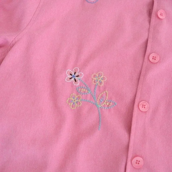 Vintage Alfred  Dunner Pink Embroidered Floral Button Up Lightweight Jacket 18W - Picture 8 of 13